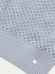 Peckham Rye Blue Honeycomb Knitted Crew Neck Jumper - Image 8 of 9