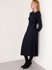 Whistles Blue Textured Jersey Ruched Dress - Image 1 of 5