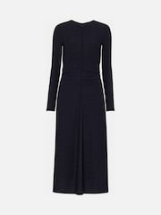 Whistles Blue Textured Jersey Ruched Dress - Image 5 of 5