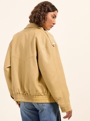 Friends Like These Buttermilk Yellow Faux Leather Bomber Jacket - Image 5 of 5