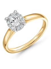 Beaverbrooks 18ct Yellow Gold Diamond Oval Shaped Halo Engagement Ring - Image 2 of 5