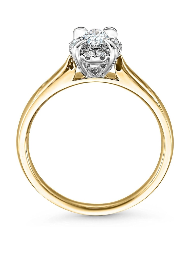 Beaverbrooks 18ct Yellow Gold Diamond Oval Shaped Halo Engagement Ring - Image 2 of 5 Beaverbrooks 18ct Yellow Gold Diamond Oval Shaped Halo Engagement Ring - Image 2 of 5