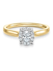 Beaverbrooks 18ct Yellow Gold Diamond Oval Shaped Halo Engagement Ring - Image 4 of 5