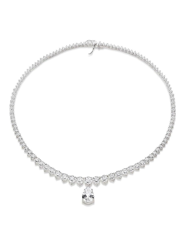 Beaverbrooks Silver Tone Pear Shaped Cubic Zirconia Necklace - Image 1 of 3 Beaverbrooks Silver Tone Pear Shaped Cubic Zirconia Necklace - Image 1 of 3