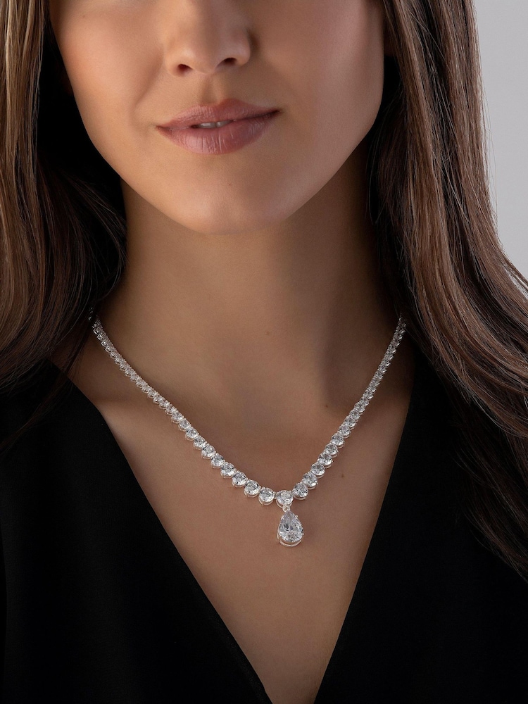 Beaverbrooks Silver Tone Pear Shaped Cubic Zirconia Necklace - Image 3 of 3 Beaverbrooks Silver Tone Pear Shaped Cubic Zirconia Necklace - Image 3 of 3