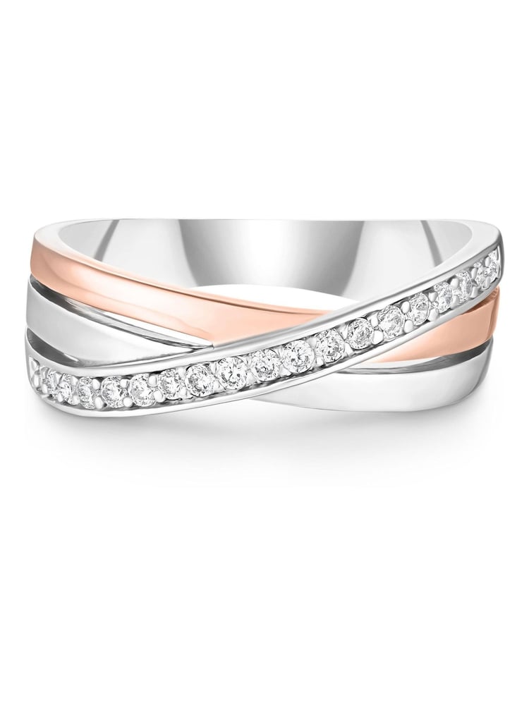 Beaverbrooks Silver Rose Gold Plated Cubic Zirconia Ring - Image 2 of 4 Beaverbrooks Silver Rose Gold Plated Cubic Zirconia Ring - Image 2 of 4
