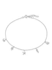 Beaverbrooks Silver Silver Cubic Zirconia Seaside Anklet - Image 1 of 2