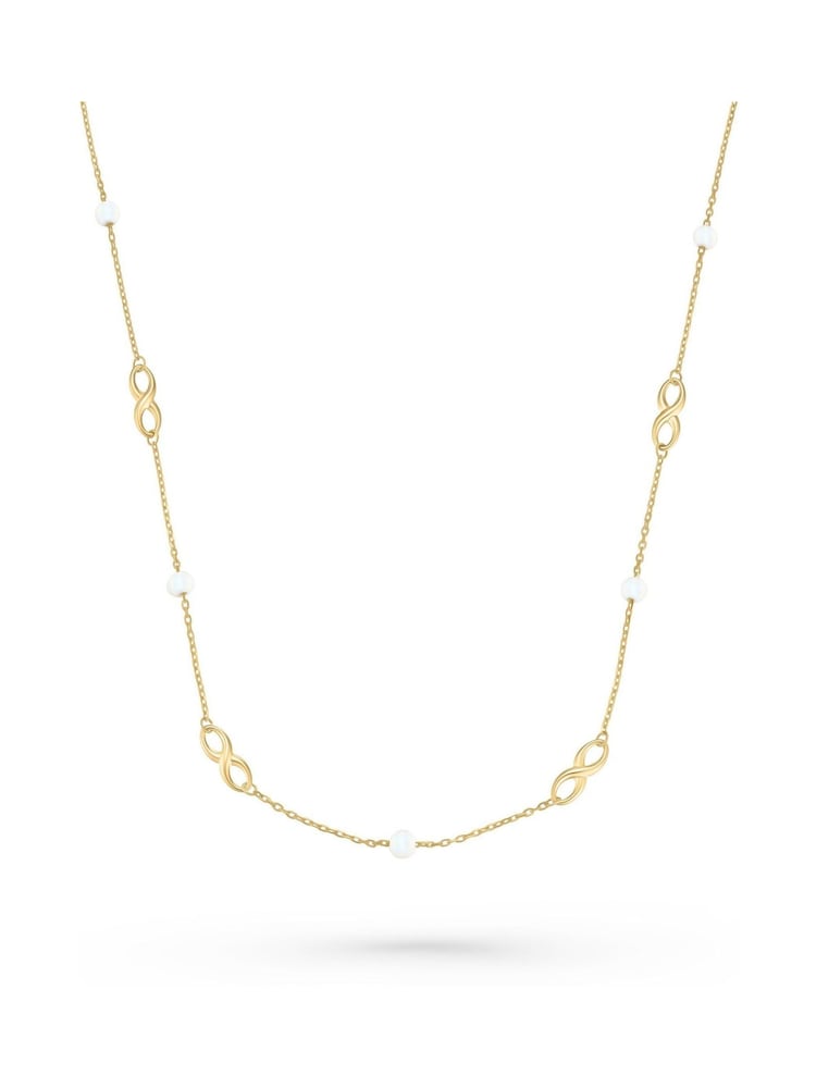 Beaverbrooks 9ct Yellow Gold Plated Freshwater Cultured Pearl Infinity Necklace - Image 1 of 4 Beaverbrooks 9ct Yellow Gold Plated Freshwater Cultured Pearl Infinity Necklace - Image 1 of 4