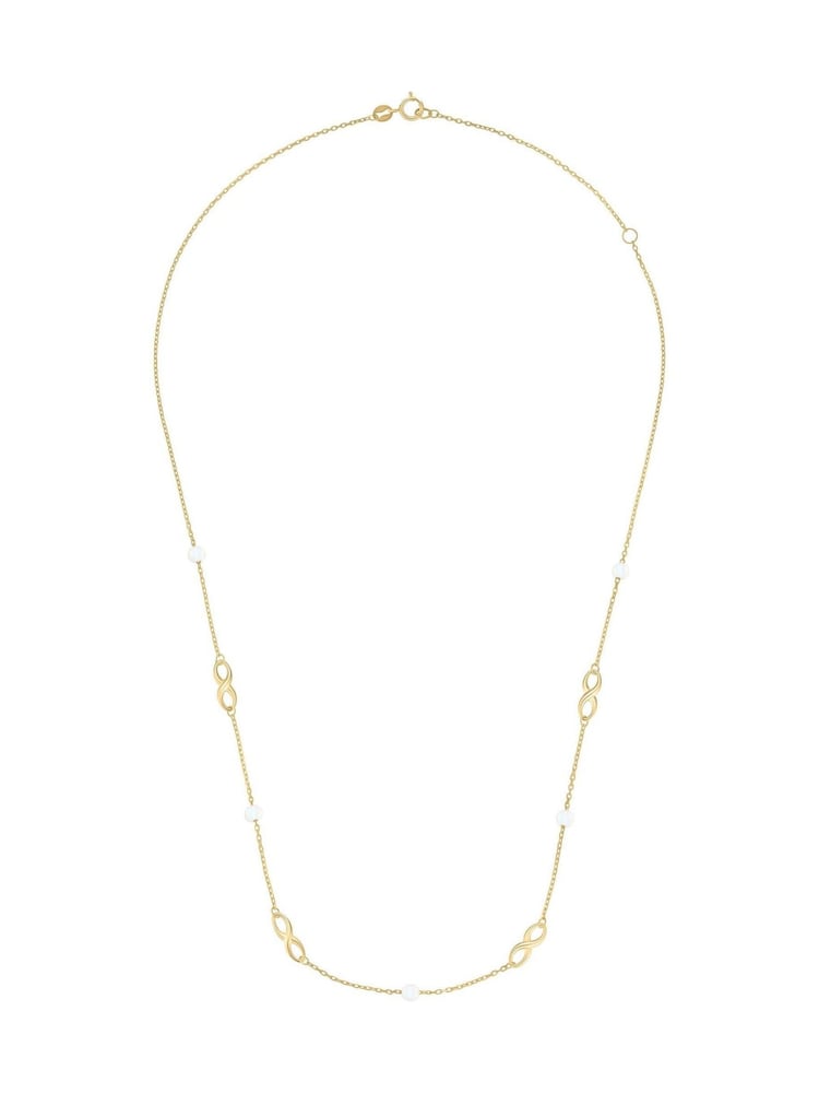 Beaverbrooks 9ct Yellow Gold Plated Freshwater Cultured Pearl Infinity Necklace - Image 2 of 4 Beaverbrooks 9ct Yellow Gold Plated Freshwater Cultured Pearl Infinity Necklace - Image 2 of 4
