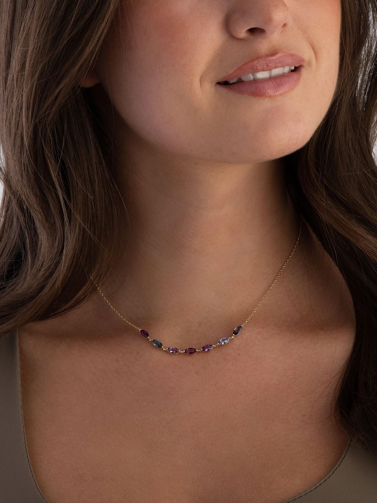 Beaverbrooks 9ct Yellow Gold Plated Gemstone Necklace - Image 4 of 4 Beaverbrooks 9ct Yellow Gold Plated Gemstone Necklace - Image 4 of 4