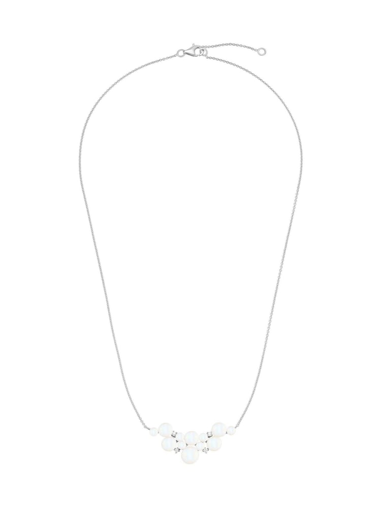 Beaverbrooks Silver Tone Cubic Zirconia and Freshwater Pearl Necklace - Image 2 of 4 Beaverbrooks Silver Tone Cubic Zirconia and Freshwater Pearl Necklace - Image 2 of 4