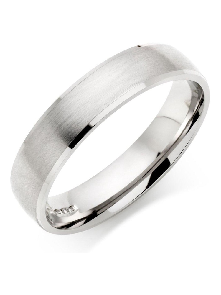 Beaverbrooks Silver Tone Platinum 5mm Brushed Mens Wedding Ring - Image 1 of 3 Beaverbrooks Silver Tone Platinum 5mm Brushed Mens Wedding Ring - Image 1 of 3
