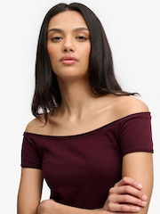Superdry Burgundy Red Athletic Essentials Ruched Top - Image 2 of 4