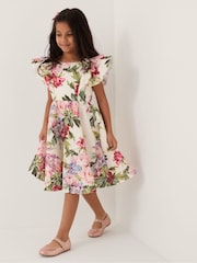Monsoon Natural Floral Frill Party Dress - Image 1 of 4