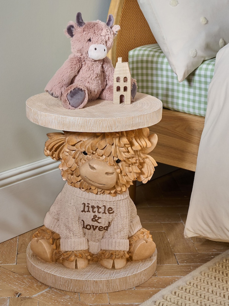 Natural Hamish Highland Cow Bedside Table - Image 1 of 4 Natural Hamish Highland Cow Bedside Table - Image 1 of 4