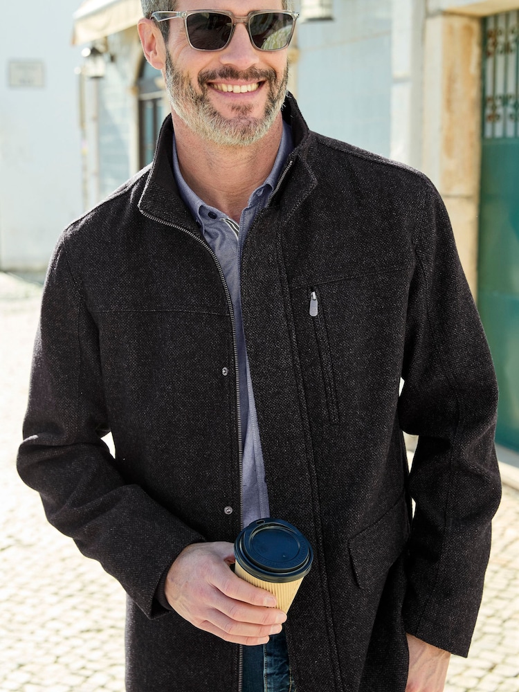 Cotton Traders Grey Smart Brushed Wool Touch Coat - Image 2 of 5 Cotton Traders Grey Smart Brushed Wool Touch Coat - Image 2 of 5