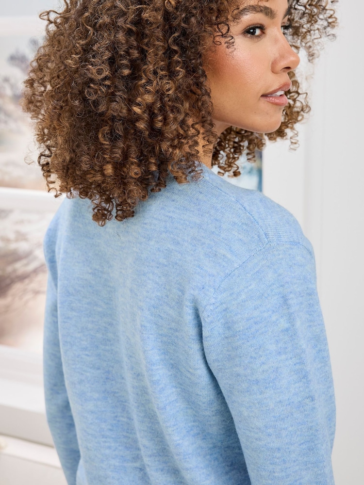 Cotton Traders Blue Fine Knit V-Neck Jumper - Image 4 of 4 Cotton Traders Blue Fine Knit V-Neck Jumper - Image 4 of 4