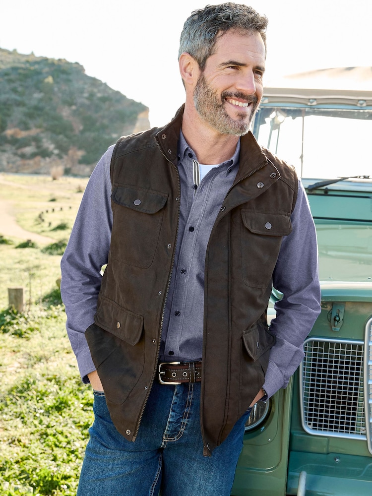 Cotton Traders Green Faux Suede Gilet - Image 1 of 5 Cotton Traders Green Faux Suede Gilet - Image 1 of 5