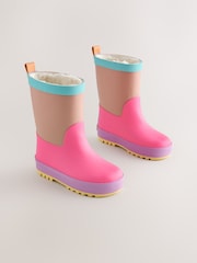 Pink/Brown Colourblock Wellies - Image 1 of 5
