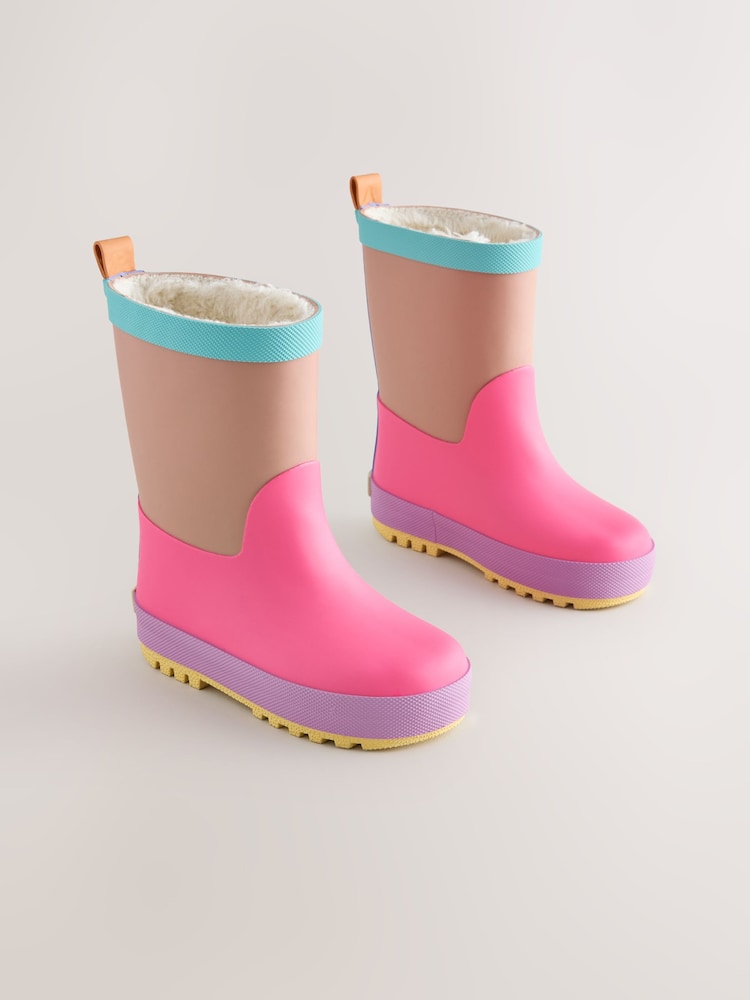 Pink/Brown Colourblock Wellies - Image 1 of 5 Pink/Brown Colourblock Wellies - Image 1 of 5