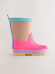 Pink/Brown Colourblock Wellies - Image 2 of 5
