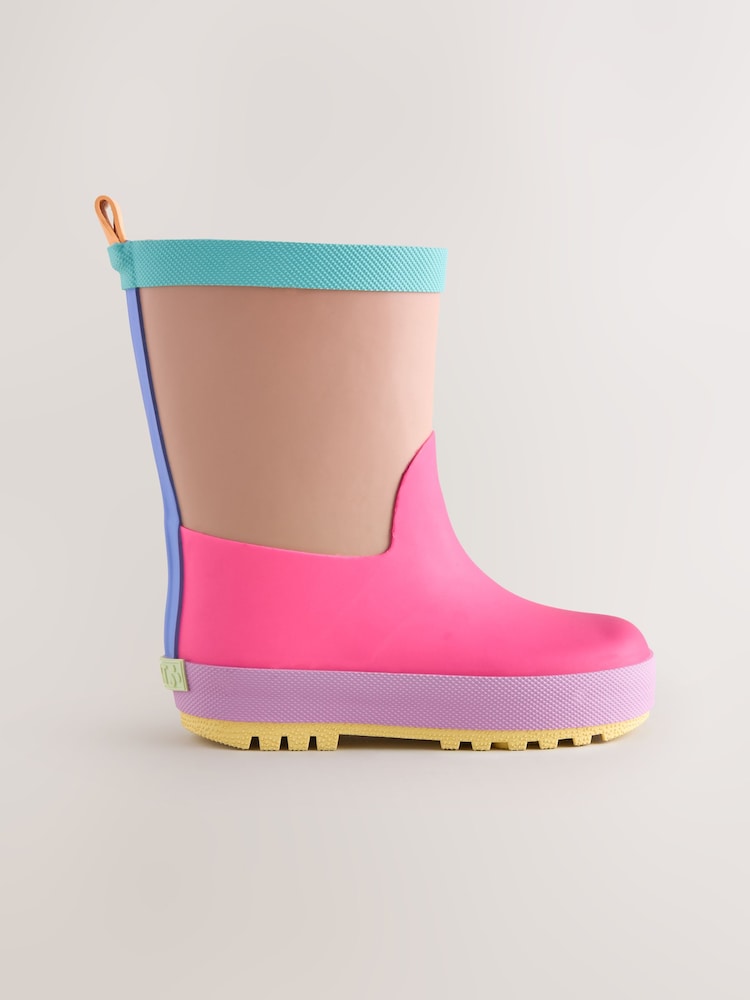 Pink/Brown Colourblock Wellies - Image 2 of 5 Pink/Brown Colourblock Wellies - Image 2 of 5
