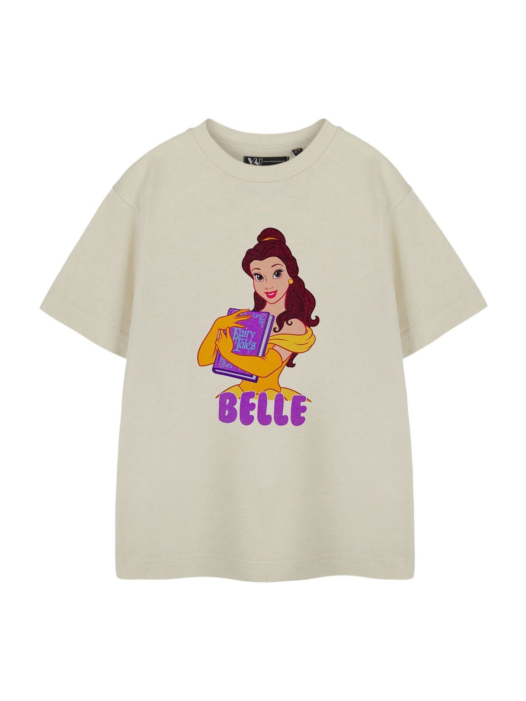 Vanilla Underground Girls Beige Belle Disney Princess 100% Cotton Short Sleeve T-Shirt - Image 4