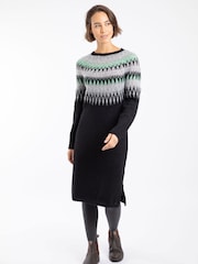 Weird Fish Black Amren Fairisle Pattern Sparkle Knitted Dress - Image 3 of 6