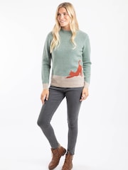 Weird Fish Green Whiskers Intarsia Knitted Jumper - Image 3 of 6