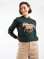 Weird Fish Green GeeGee Intarsia Knitted Jumper - Image 1 of 7