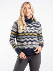 Weird Fish Blue Annecy Fair Isle Pattern Roll Neck Jumper - Image 3 of 8