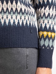 Weird Fish Blue Annecy Fair Isle Pattern Roll Neck Jumper - Image 6 of 8