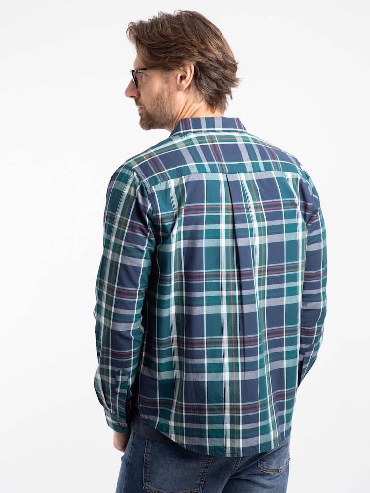 Weird Fish Blue Lando Long Sleeve Check Shirt - Image 2 of 7 Weird Fish Blue Lando Long Sleeve Check Shirt - Image 2 of 7