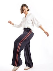 Weird Fish Blue Ivy Jersey Wide Leg Trousers - Image 1 of 8