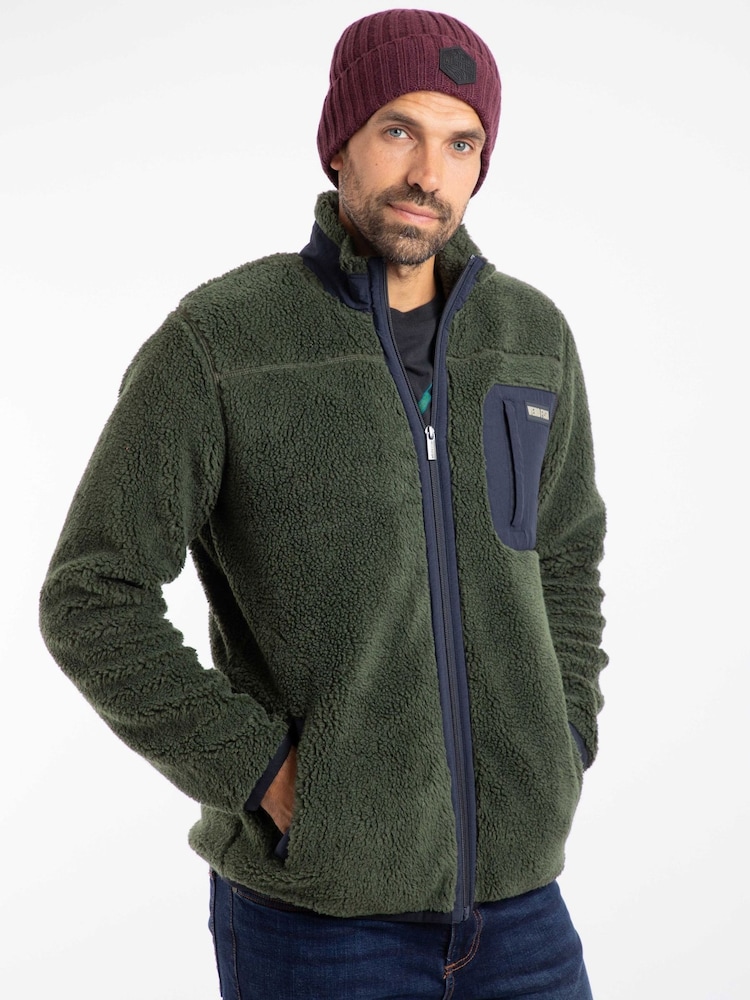 Weird Fish Green Fletcher Full Zip Borg Fleece - Image 2 of 10 Weird Fish Green Fletcher Full Zip Borg Fleece - Image 2 of 10