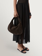 St Agni Brown Suede Large Bon Bon Bag - Image 3 of 5