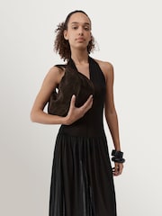 St Agni Brown Suede Large Bon Bon Bag - Image 5 of 5