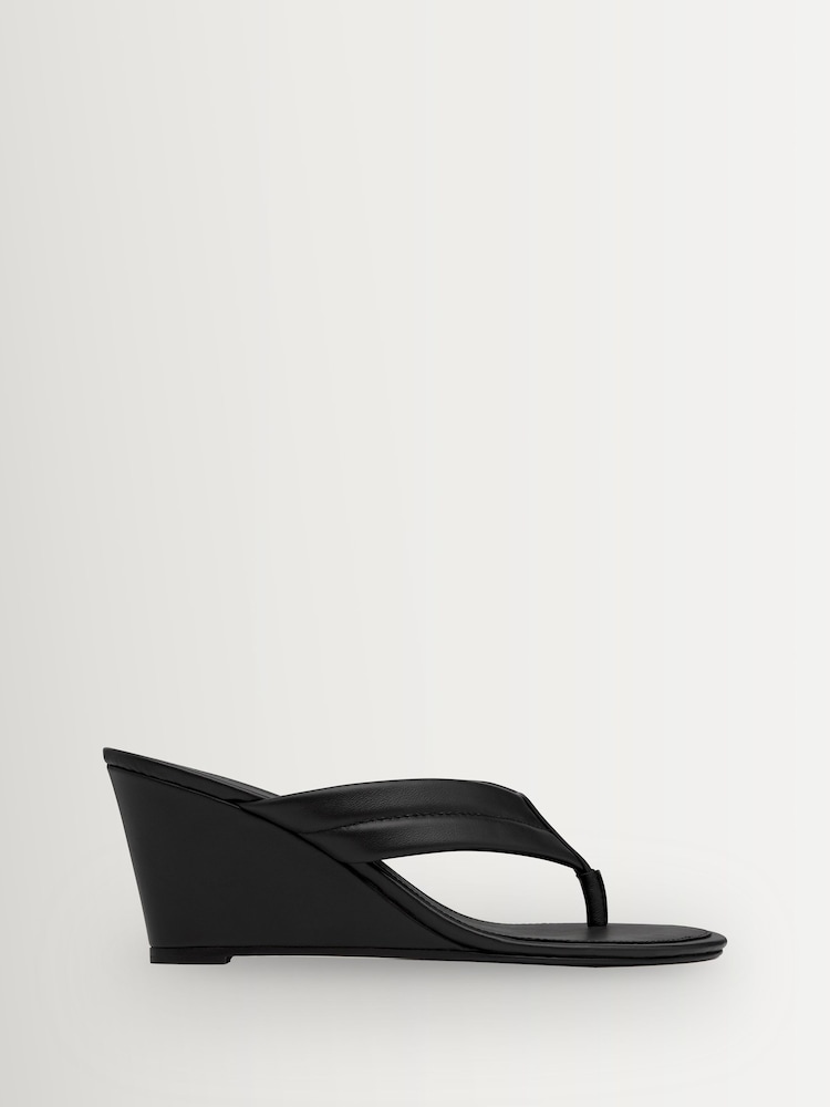 St Agni Black Stitch Detail Thong Wedge - Image 1 of 7 St Agni Black Stitch Detail Thong Wedge - Image 1 of 7