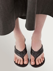St Agni Black Stitch Detail Thong Wedge - Image 2 of 7