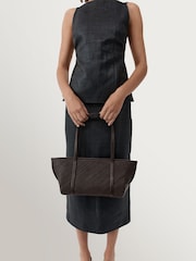 St Agni Brown Woven Slim Bateau Tote - Image 3 of 6
