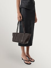 St Agni Brown Woven Slim Bateau Tote - Image 4 of 6