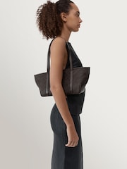 St Agni Brown Woven Slim Bateau Tote - Image 5 of 6