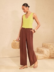 Love & Roses Lime Green Scallop Scoop Neck Jersey Vest - Image 3 of 4