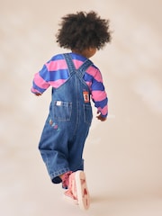 Blue/ Pink Stripe Embroidered - Denim Dunagree Set (3mths-7yrs) - រូបភាព 3 នៃ 10