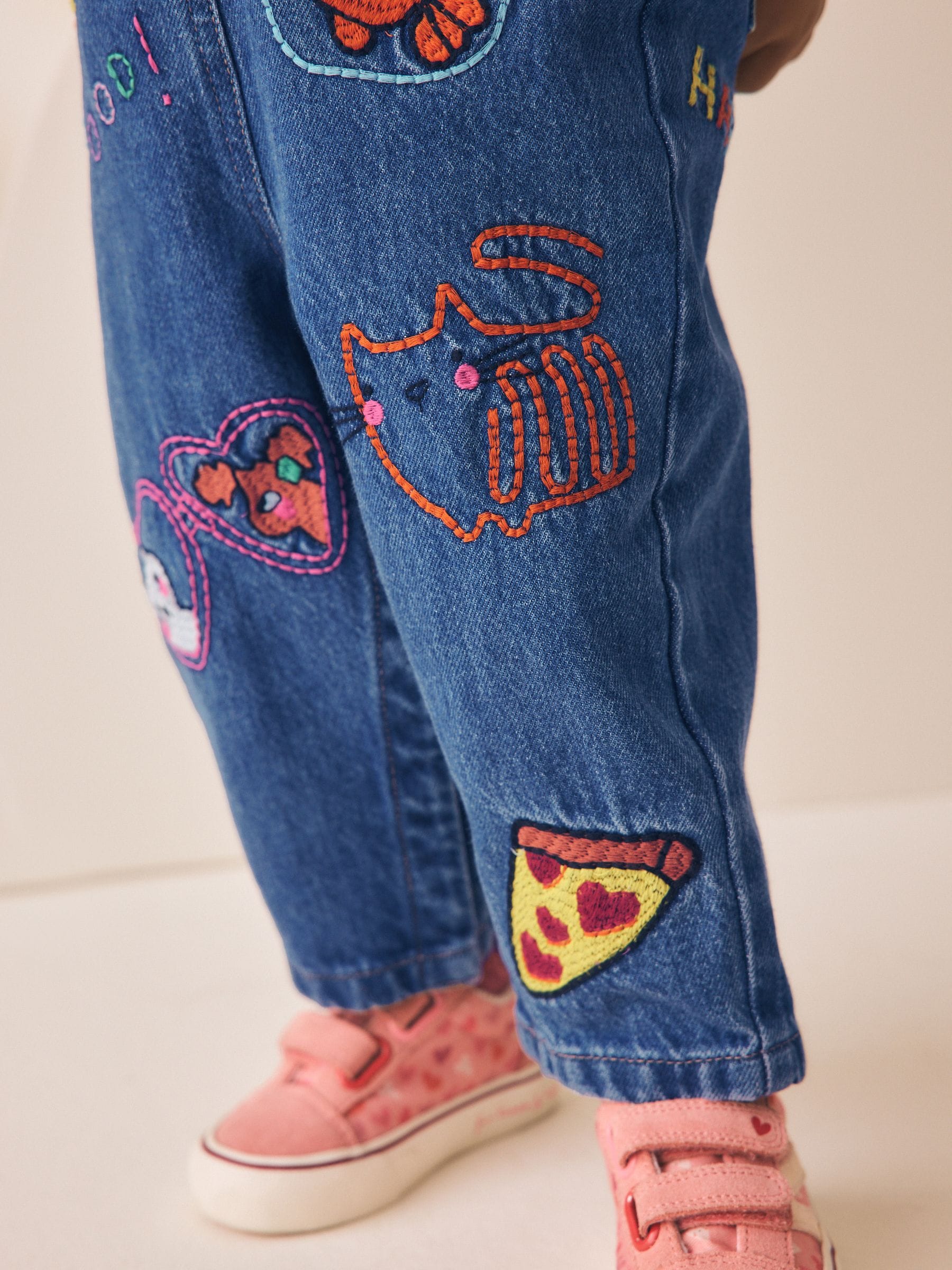Buy Blue/ Pink Stripe Embroidered Denim Dunagree Set (3mths-7yrs