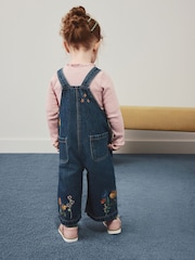 Bordado floral en rosa - Denim Dungaree Set (3mths-7yrs) - Imagen 2 de 3