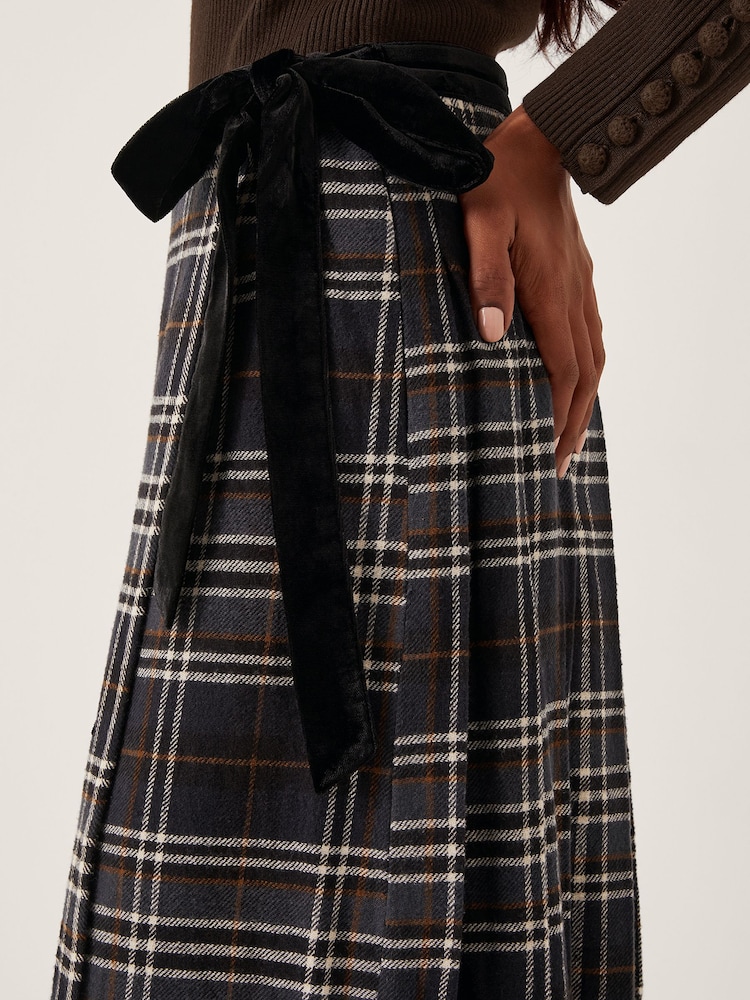 Monsoon Black Rue Embellished Tartan Wrap Midi Skirt - Image 4 of 4 Monsoon Black Rue Embellished Tartan Wrap Midi Skirt - Image 4 of 4