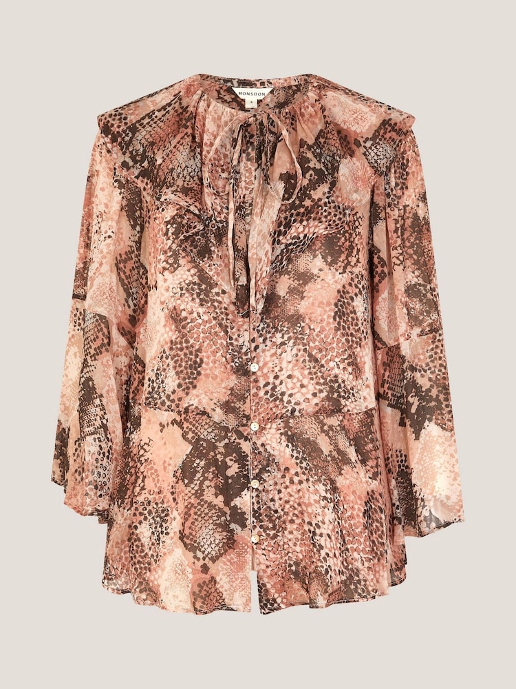 Monsoon Pink Synthia Snake Print Blouse - Image 1 of 1 Monsoon Pink Synthia Snake Print Blouse - Image 1 of 1