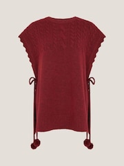 Monsoon Red Coco Sleeveless Cable Knit Poncho - Image 1 of 1