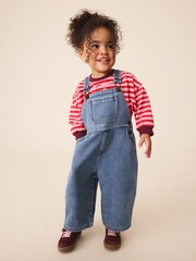 Темно-синий джинс - Cosy Fleece Lined Dungarees (3mths-7yrs) - Изображение 2 4